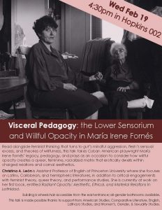 Visceral Pedagogy: the Lower Sensorium and Willful Opacity in María Irene Fornés