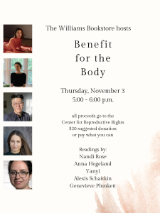 Benefit for the Body – Readings at The Williams Bookstore